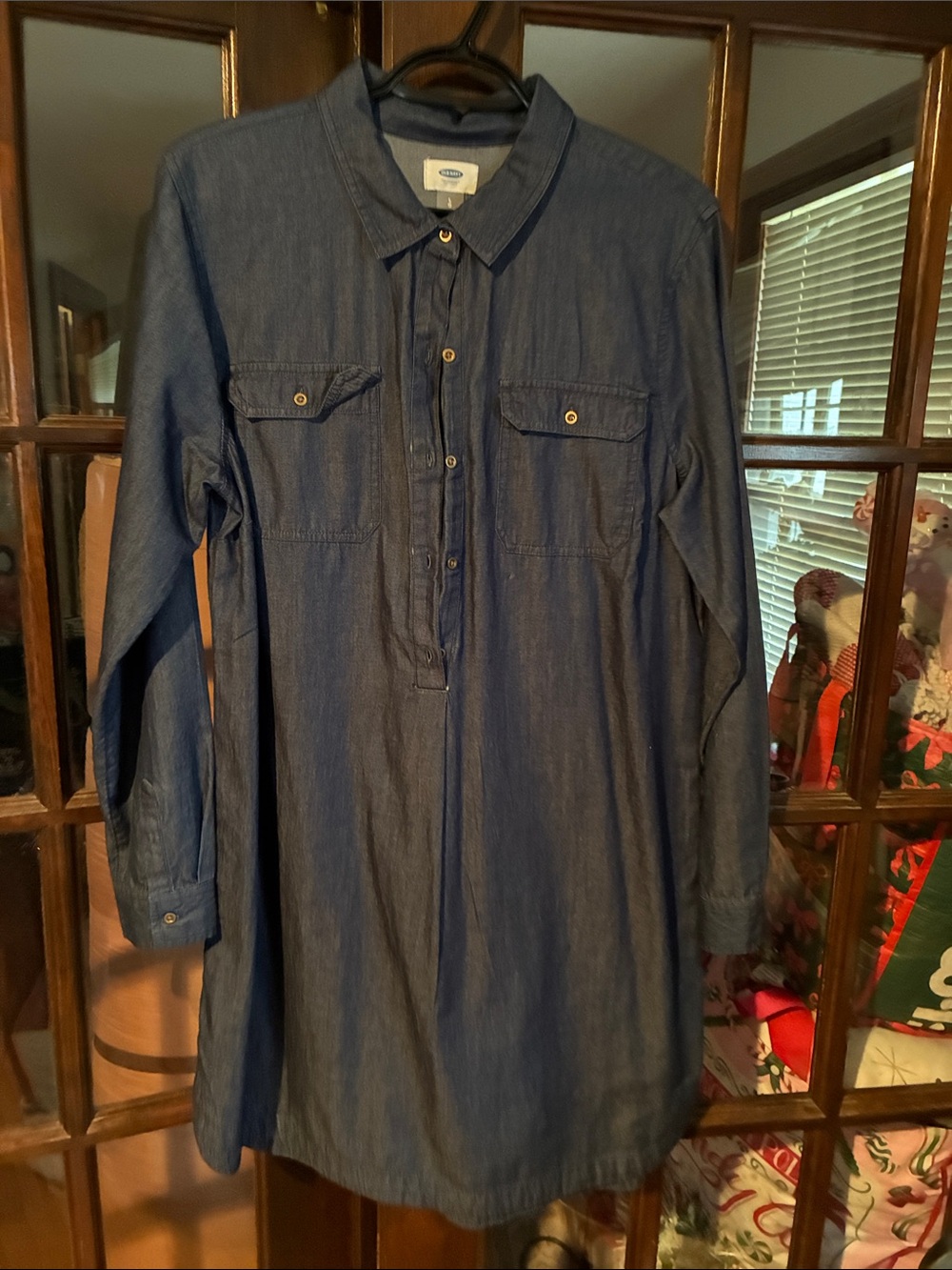 Old Navy Dark Blue Denim Shirt Dress